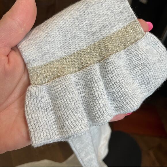 NWT Lilly Pulitzer Charla Sweater Heathered Seaside Grey Gold Metallic Ruffle S - Picture 7 of 14